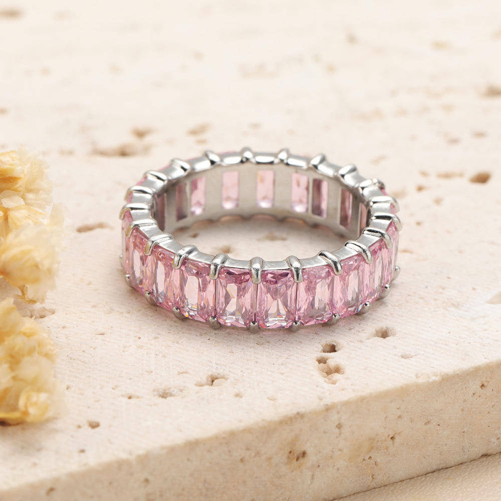Exquisite Retangle Cubic Zirconia Romatic Ring