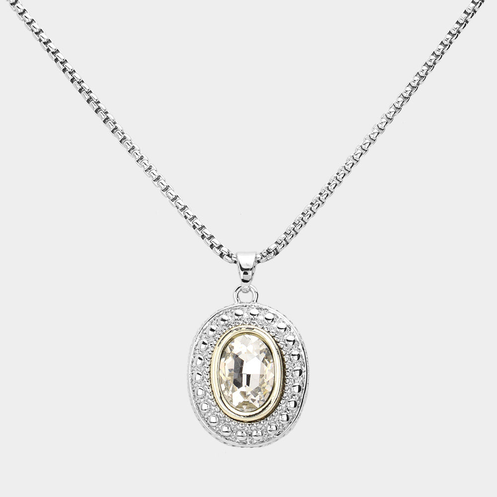 Oval Stone Pendant Necklace