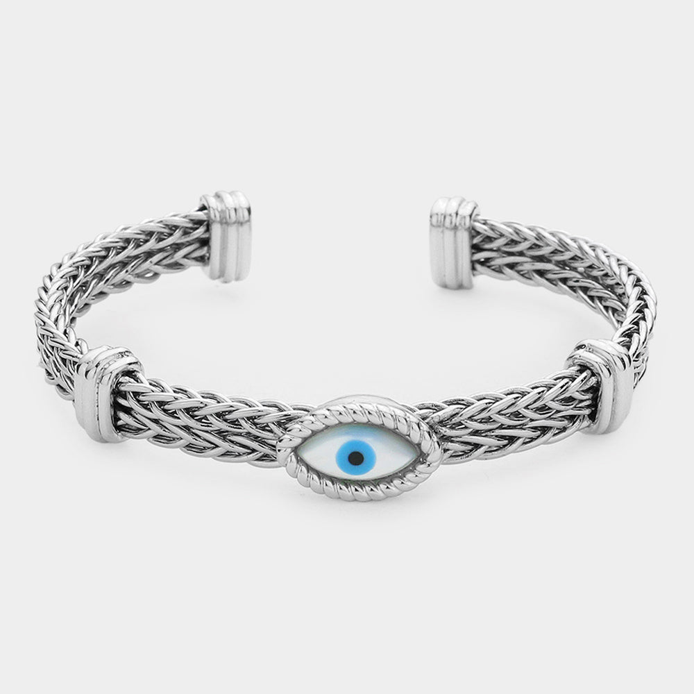 Evil Eye Accented Cuff Bracelet