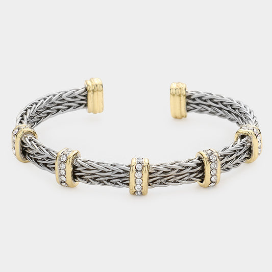 Rhinestone Embellished Cuff Bracelet
