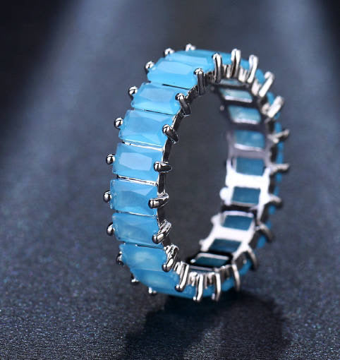 Exquisite Retangle Cubic Zirconia Brass Romantic Ring