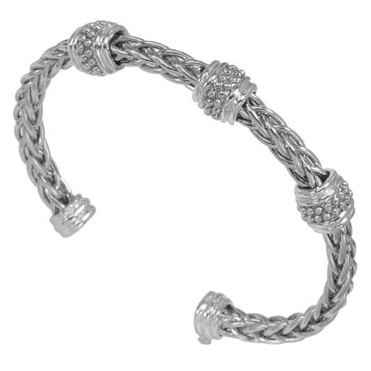 Exquisite CZ Embellished Metal Cuff Bracelet