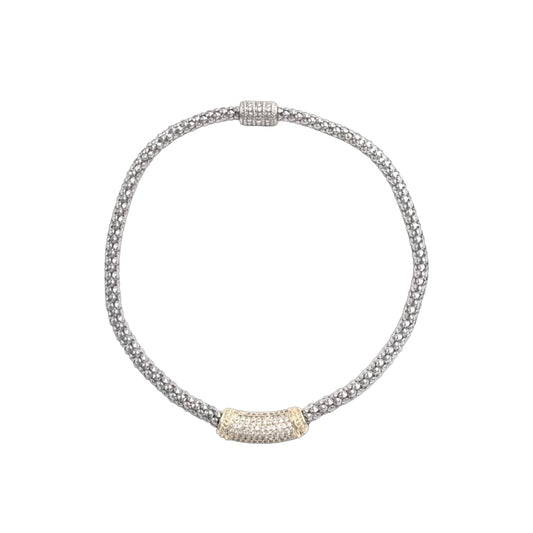 Exquisite Two Toned Rhinestone Pave 17” Choker
