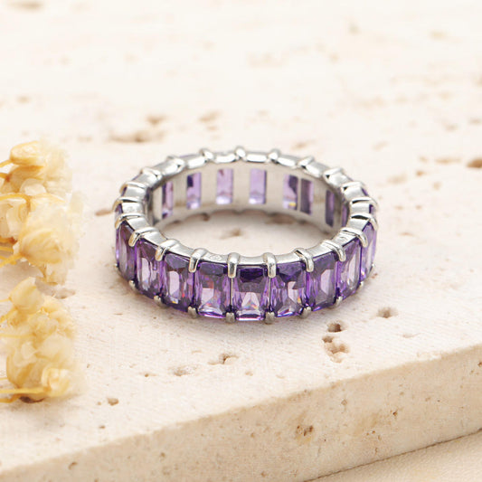 Exquisite Retangle Cubic Zirconia Brass Romantic Ring