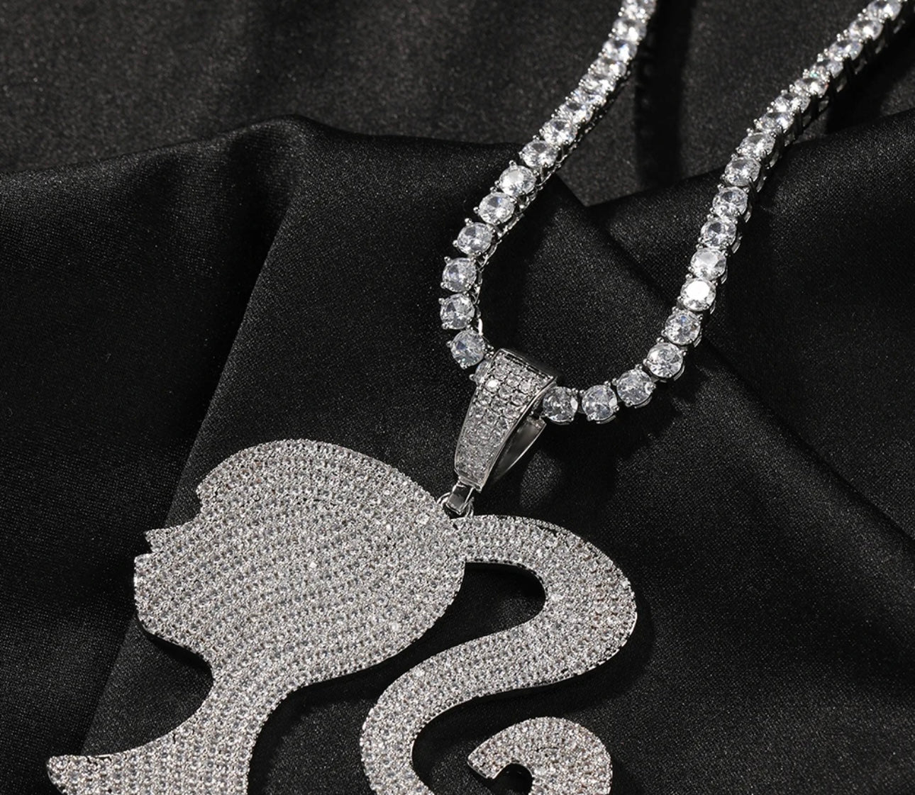 Exquisite Iced Out Barbie Charm Pendant