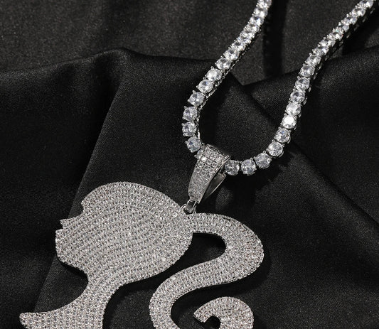 Exquisite Iced Out Barbie Charm Pendant